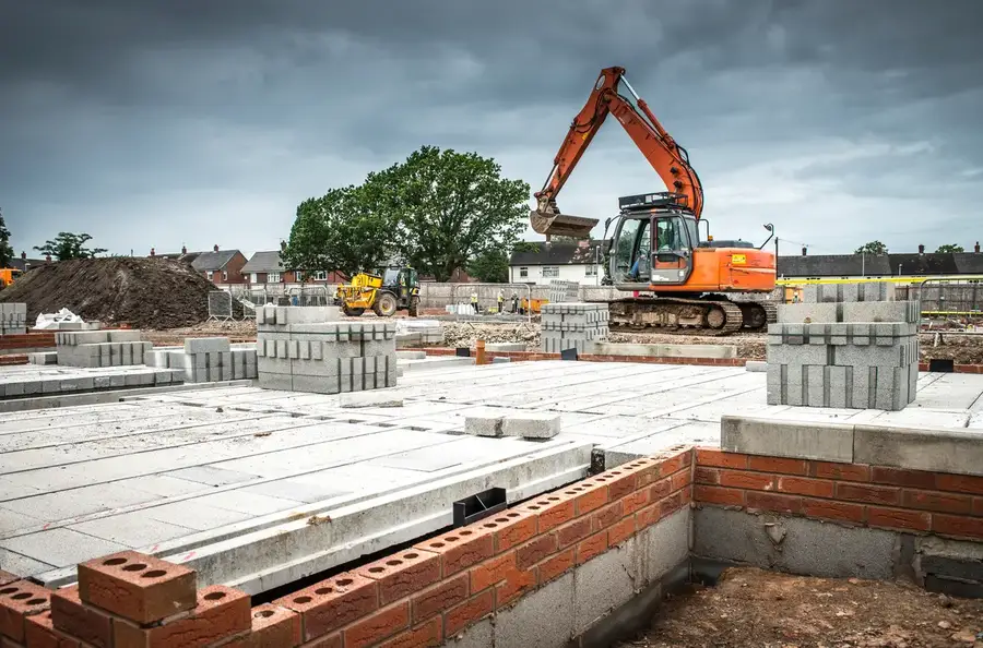 Housing site with machinery and materials on site