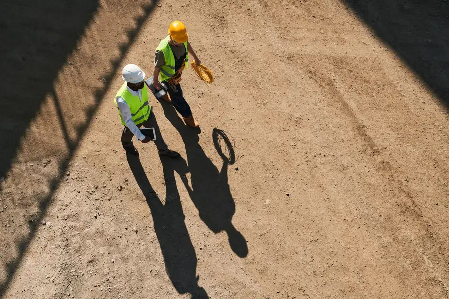 Supervisores recorriendo la obra